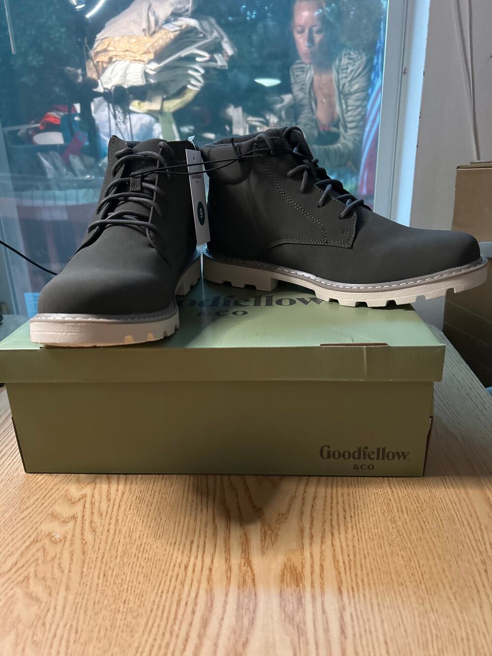 New Mens Goodfellow & Co Maynard Lace Up Boots Memory Foam Charcoal Size 9